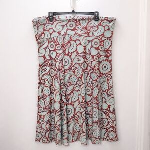 LulaRoe Floral Aqua Womens 3XL Paisley Print Long Summer Stretch Knit Maxi Skirt